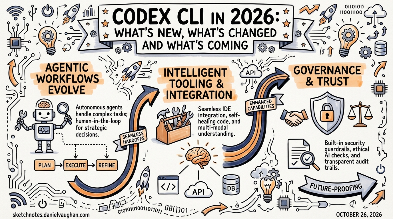 Sketchnote: Codex CLI in 2026: What's New, What's Changed and What's Coming