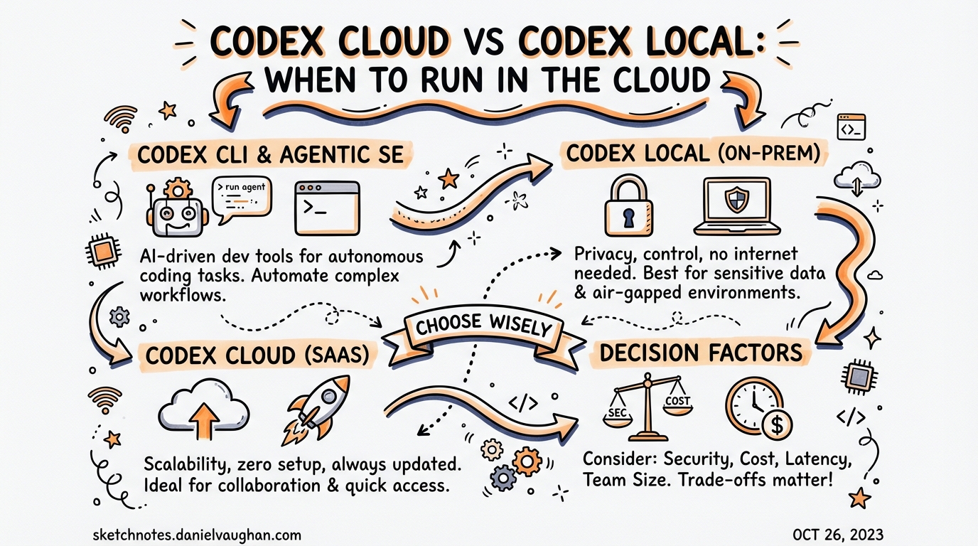 Sketchnote: Codex Cloud vs Codex Local: When to Run in the Cloud