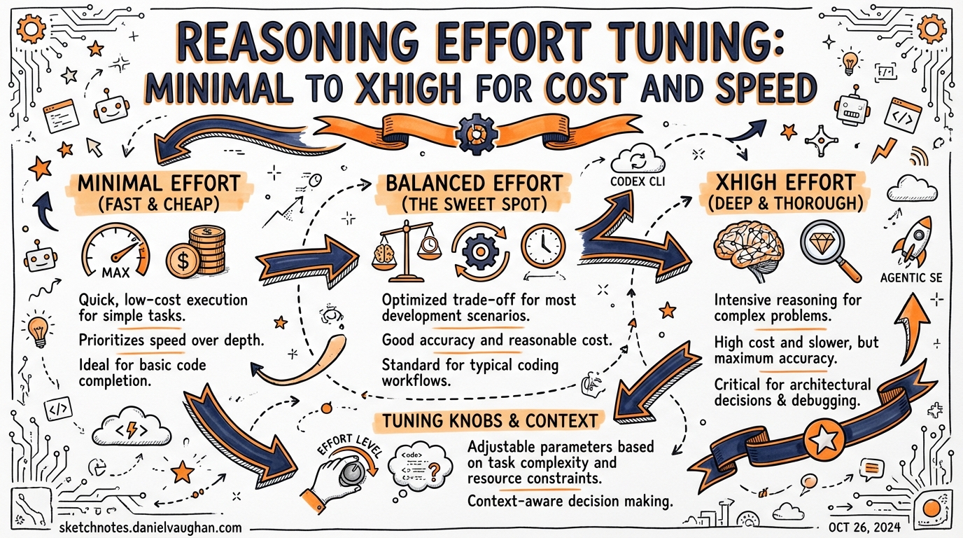 Sketchnote: Reasoning Effort Tuning: Minimal to xhigh for Cost and Speed
