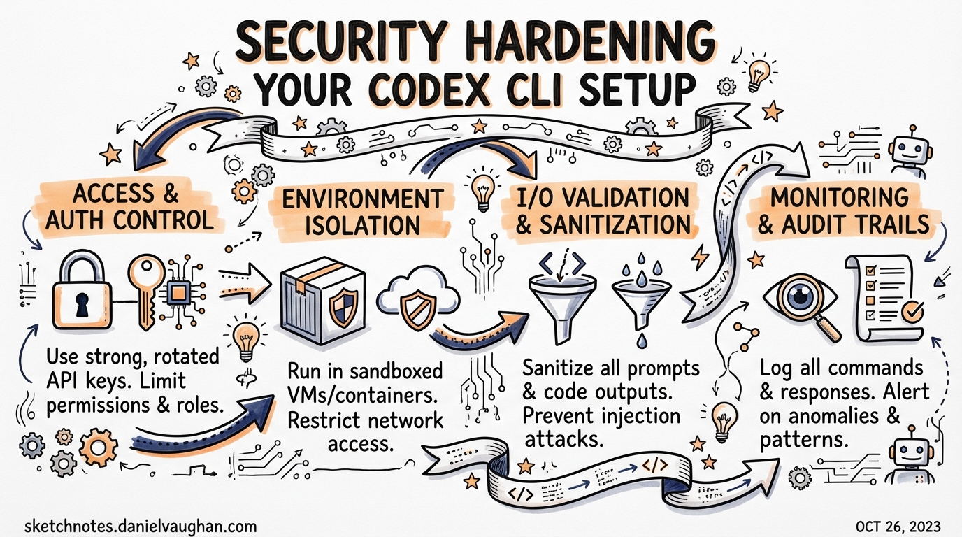 Sketchnote diagram for: Security Hardening Your Codex CLI Setup