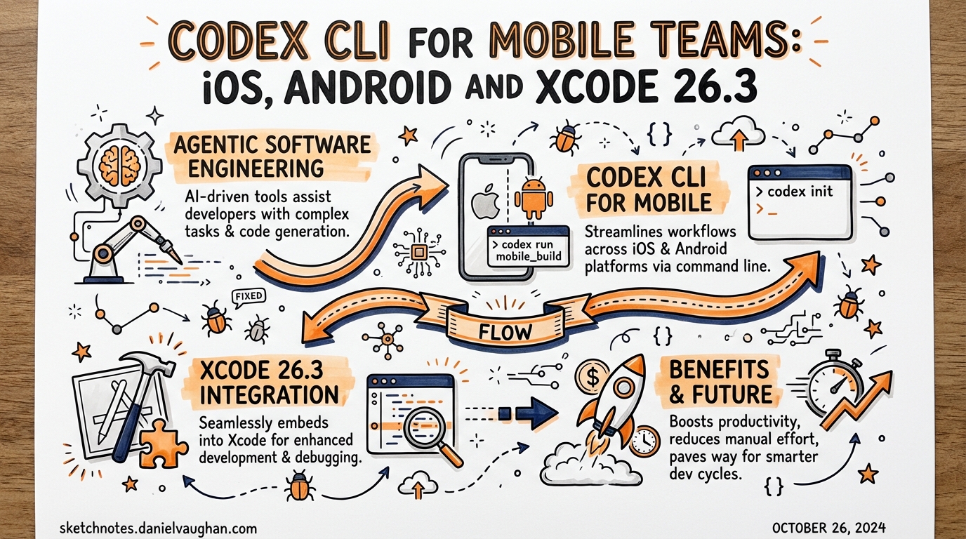 Sketchnote: Codex CLI for Mobile Teams: iOS, Android and Xcode 26.3