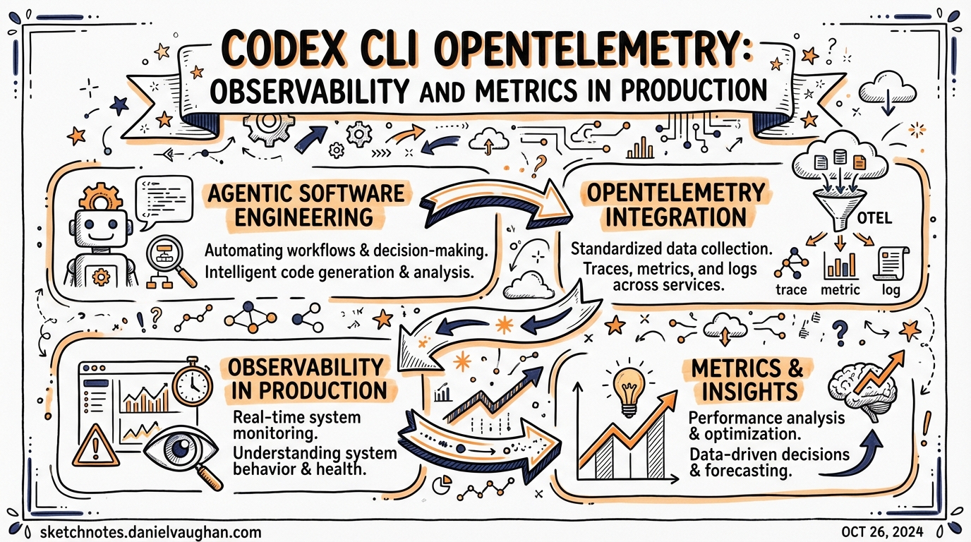 Sketchnote: Codex CLI OpenTelemetry: Observability and Metrics in Production
