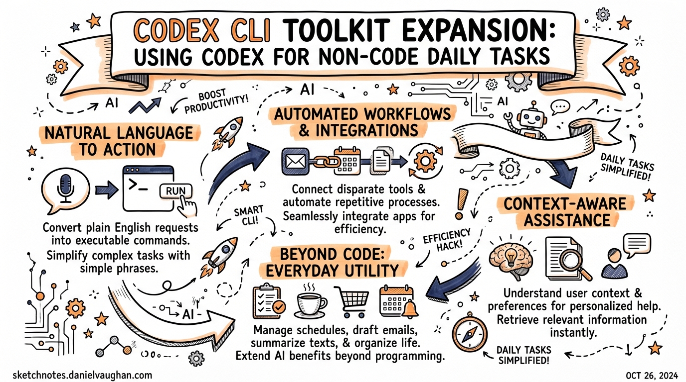 Sketchnote: Codex CLI Toolkit Expansion: Using Codex for Non-Code Daily Tasks
