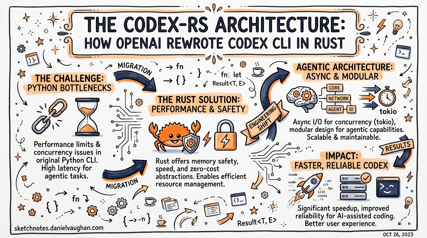 Sketchnote: The codex-rs Architecture: How OpenAI Rewrote Codex CLI in Rust