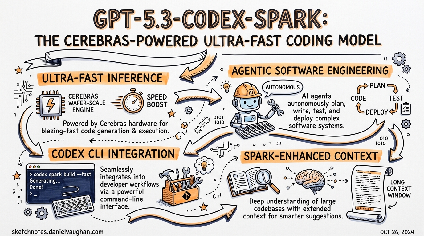 Sketchnote: GPT-5.3-Codex-Spark: The Cerebras-Powered Ultra-Fast Coding Model