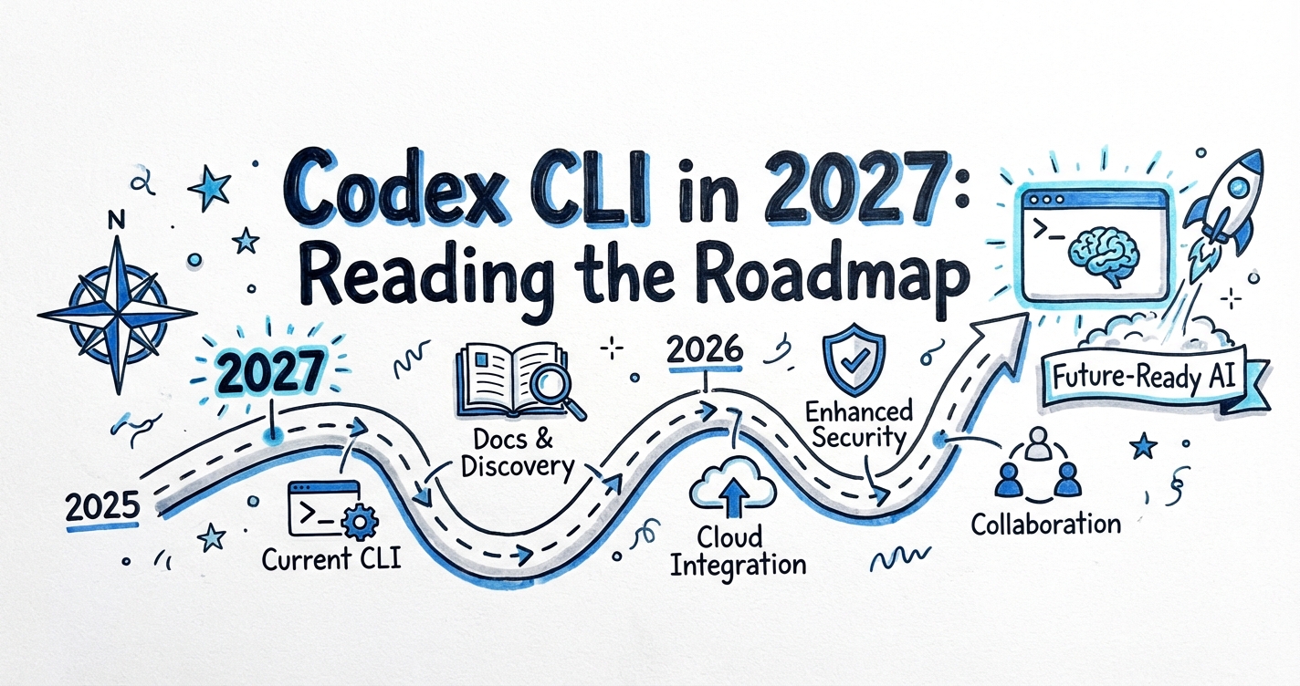 Sketchnote diagram for: Codex CLI in 2027: Reading the Roadmap