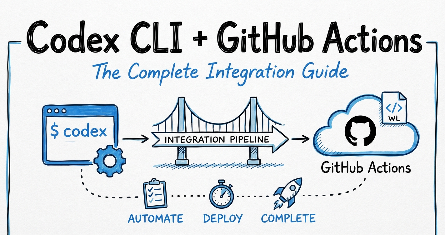 Sketchnote diagram for: Codex CLI + GitHub Actions: The Complete Integration Guide